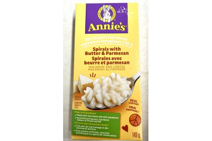 ANNINE'S 80% ORGANIC SPIRALS WITH BUTTER&PARMESAN MACARONI AND CHEESE