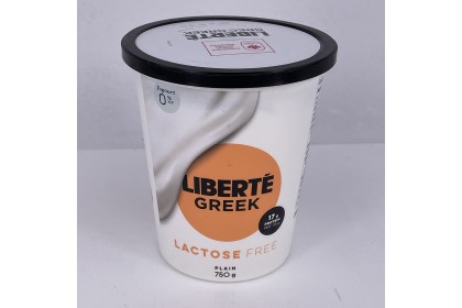 Liberte Greek Yogurt - LACTOSE FREE Plain 0% (750g) 