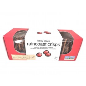 Lesley stowe raincoast crisps   cranberry and hazelnut  150 g