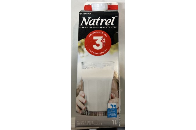 Milk 1L natrel 3.25% Homogenized  